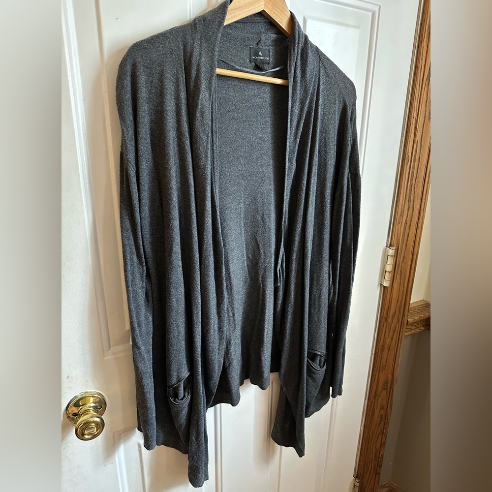 Worthington Charcoal Open Front Cardigan